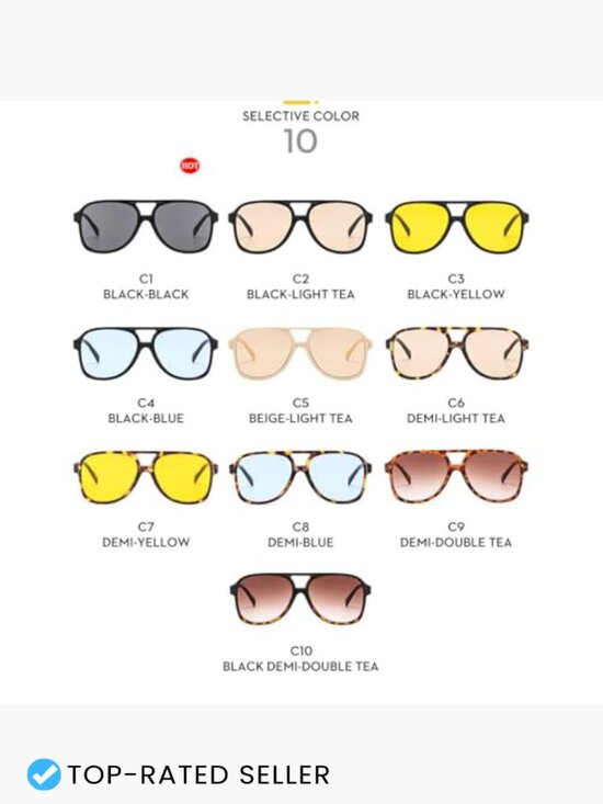 Vintage Oversized Pilot Square Frame Sunglasses UV400 Unisex Retro Double Bridge main image 7